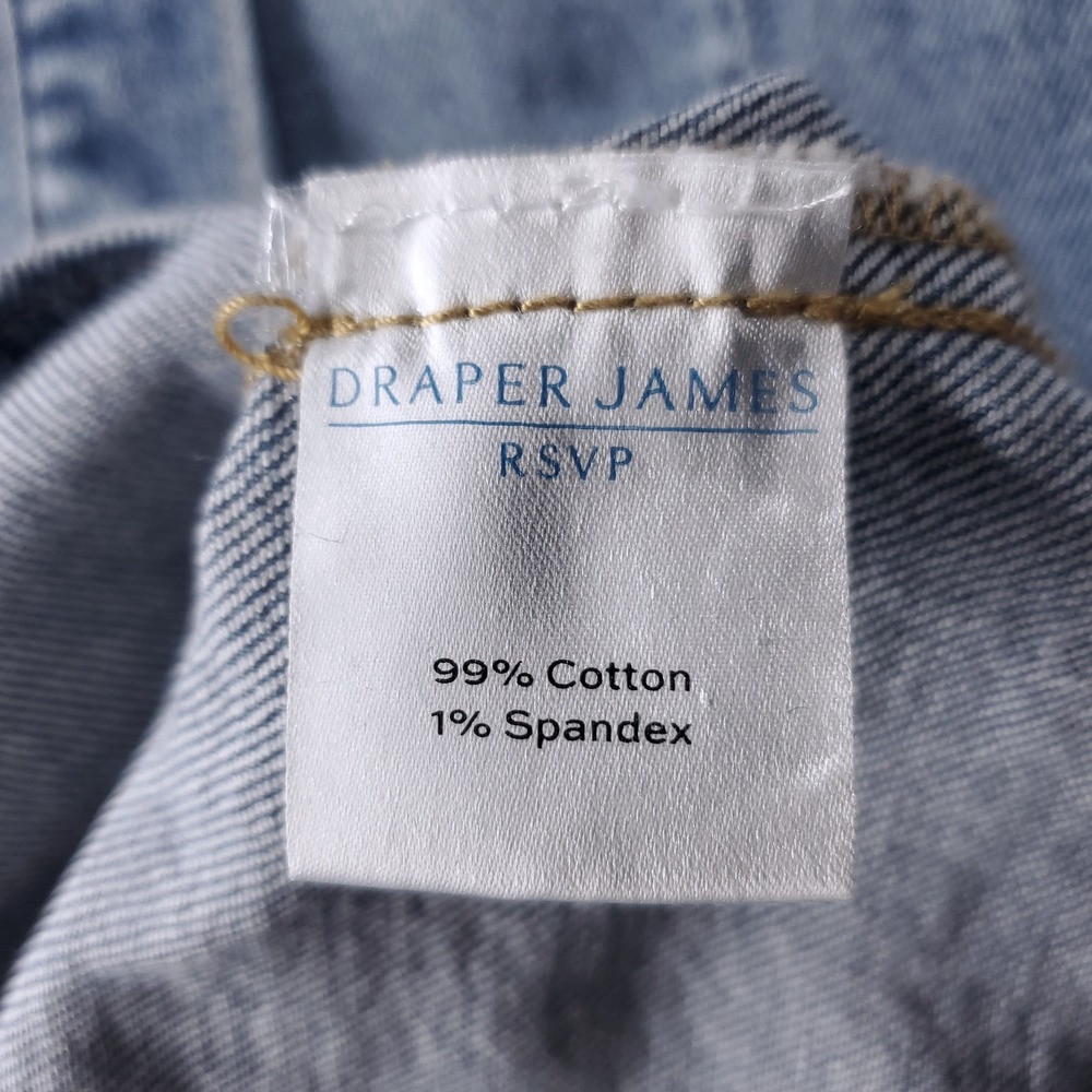 Draper James RSVP Sleeveless Denim Shirt Dress XS Blue Stretch Tie Belt Preppy - Picture 4 of 10